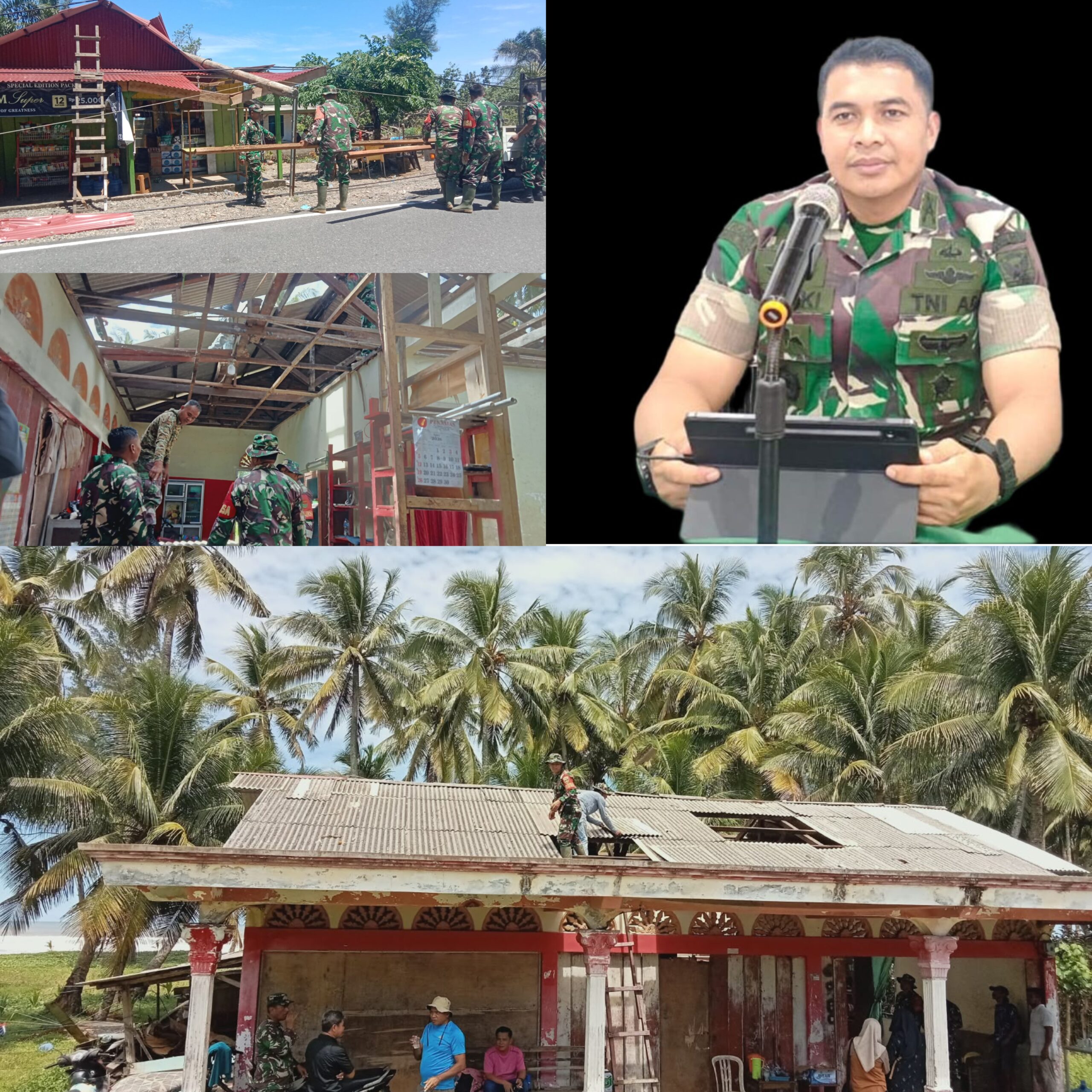TNI Bersama Rakyat, Gerak Cepat Kodim 0428/Mukomuko Bantu Perbaikan Rumah Warga Rusak Akibat Angin Puting Beliung